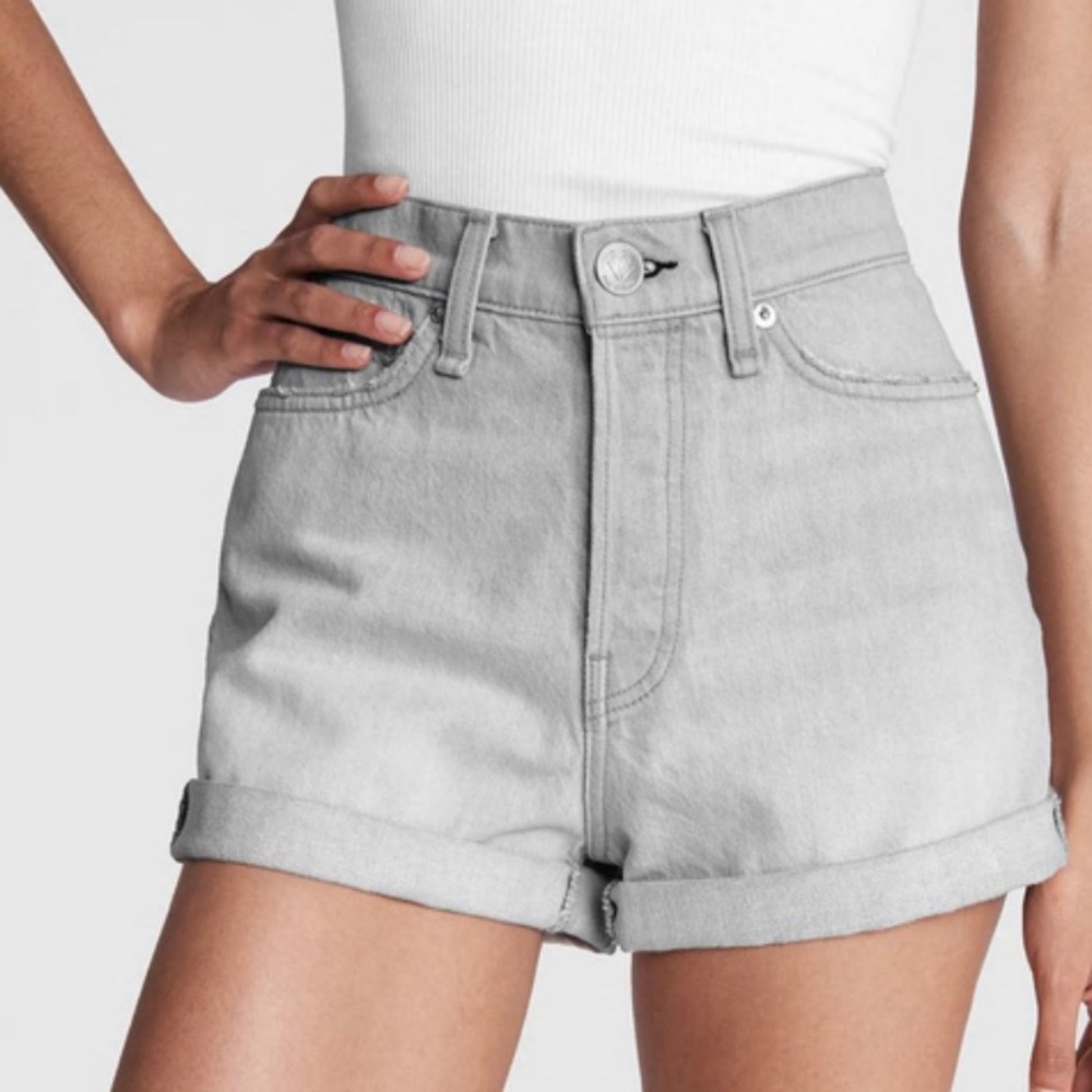 rag & bone Maya High-Rise Shorty Shorts in Anchor, size 24